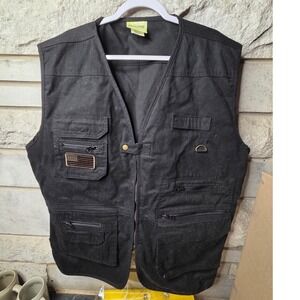 Rustic Ridge Mens 2XL Black Canvas Utility Vest American Flag‎ Tactical Workwear
